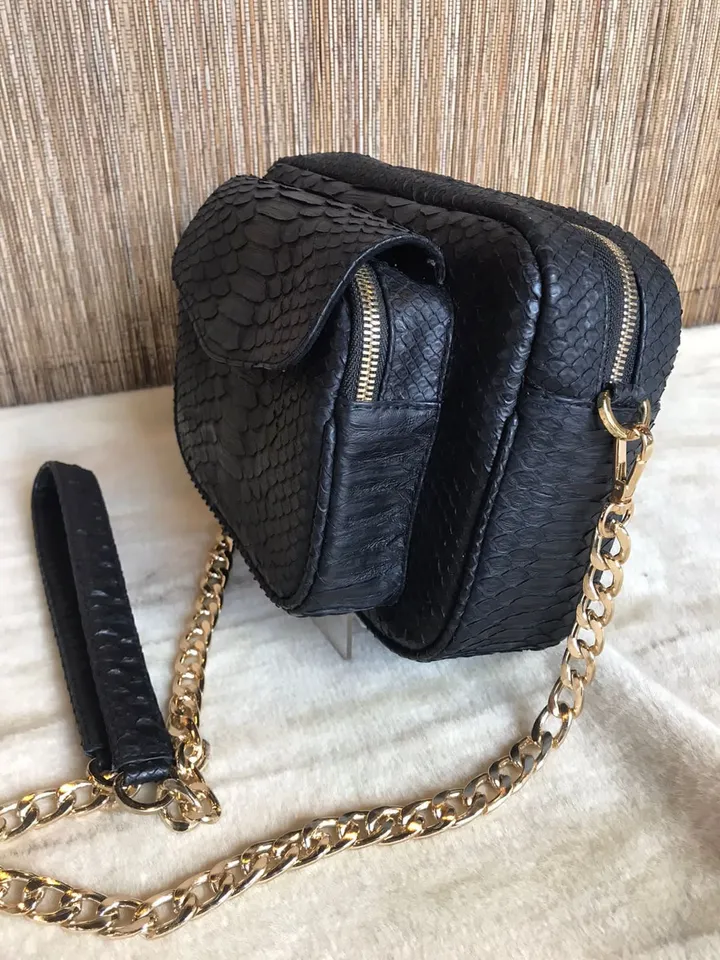 Genuine python skin crossbody sport bag with pocket | designer women leather handbag | snakeprint bag | crossbody purse | gift for her