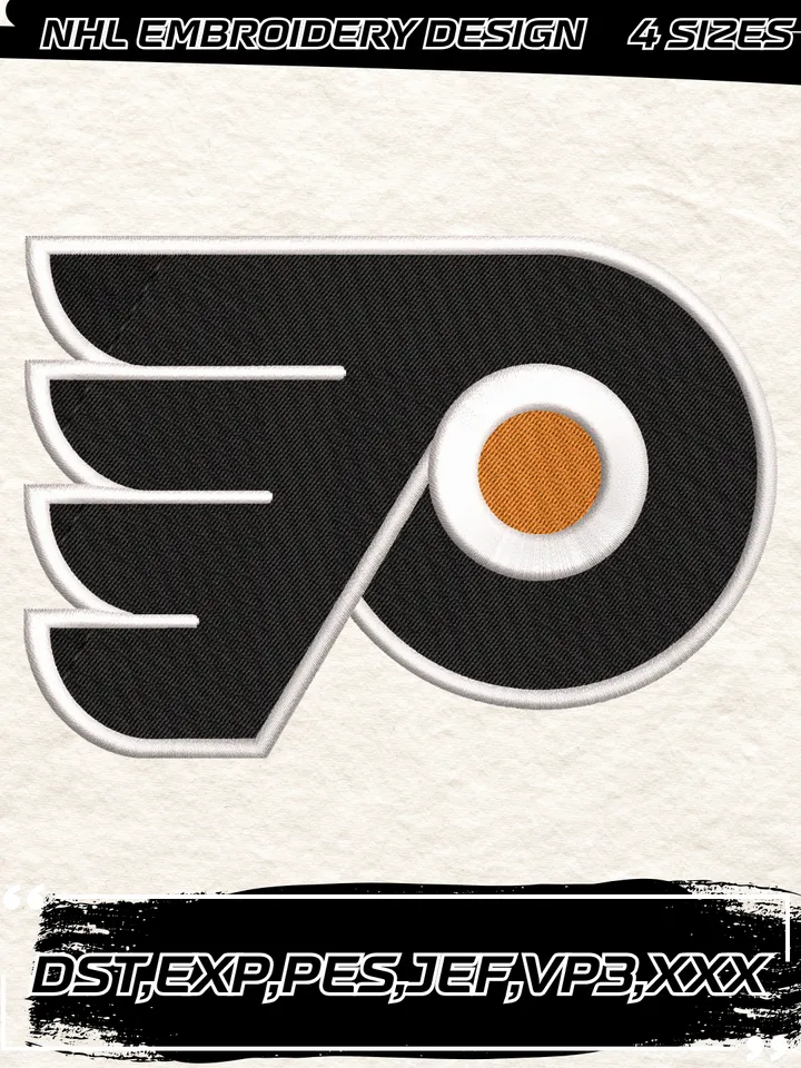 Philadelphia Flyers Logos Embroidery Designs,NHL Logo Embroidery Files, Machine Embroidery Design File, 4 Sizes,Digital Download