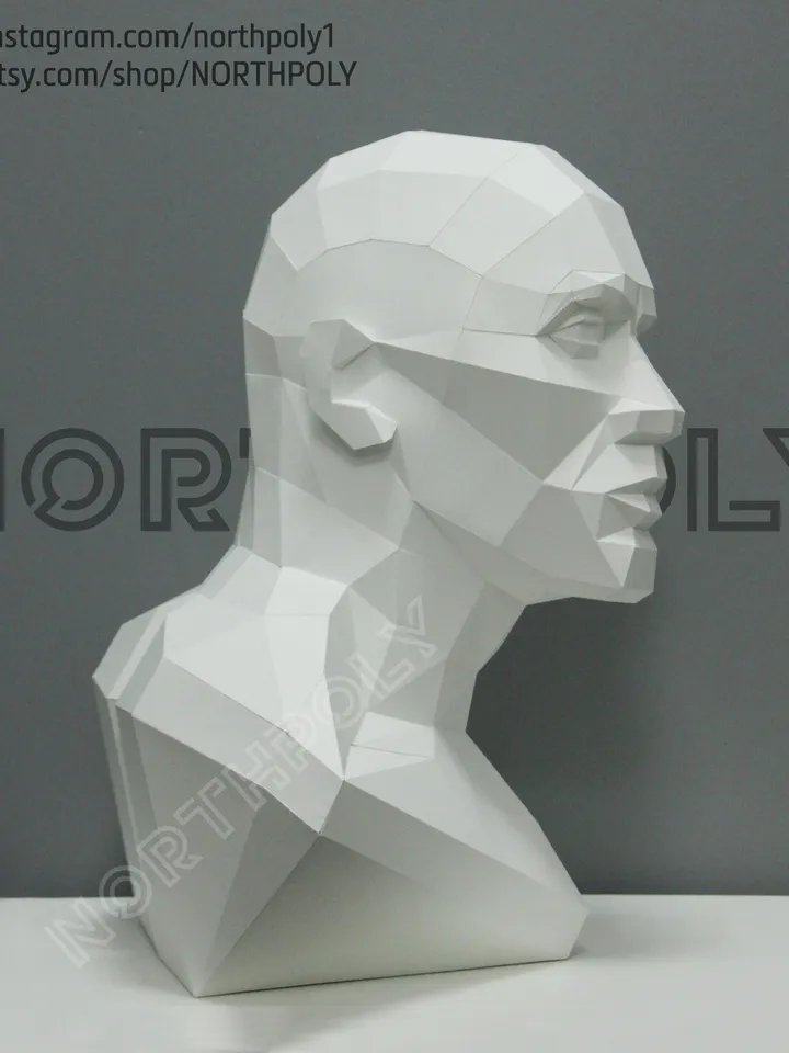 Male Bust Papercraft, Digital Template, PDF Download, Gurko, 3D Low Poly, Pepakura, DIY Origami Sculpture, Paper Decor, DIY Gift