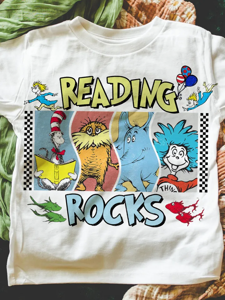 Read Rocks America Day png, One fish two fish, Dr.susse Png, Red fish blue fish, Reading Day png, Teacher gift png, Toddler seuss shirt png