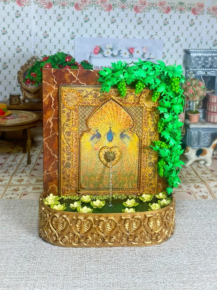 Fountain for doll. Fountain miniature. 1:12. Dollhouse miniature. Handmade. Decorative fountain