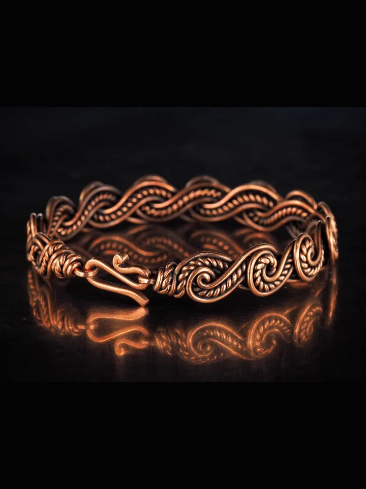 Wire wrapped copper bracelet for woman Antique style copper jewelry WireWrapArt