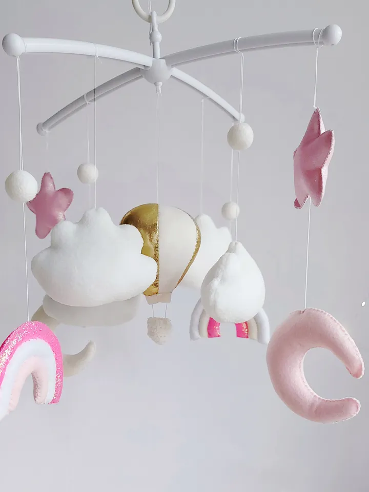 Baby mobile girl with Rainbow ,Nursery decor and Best baby shower gift Handmade