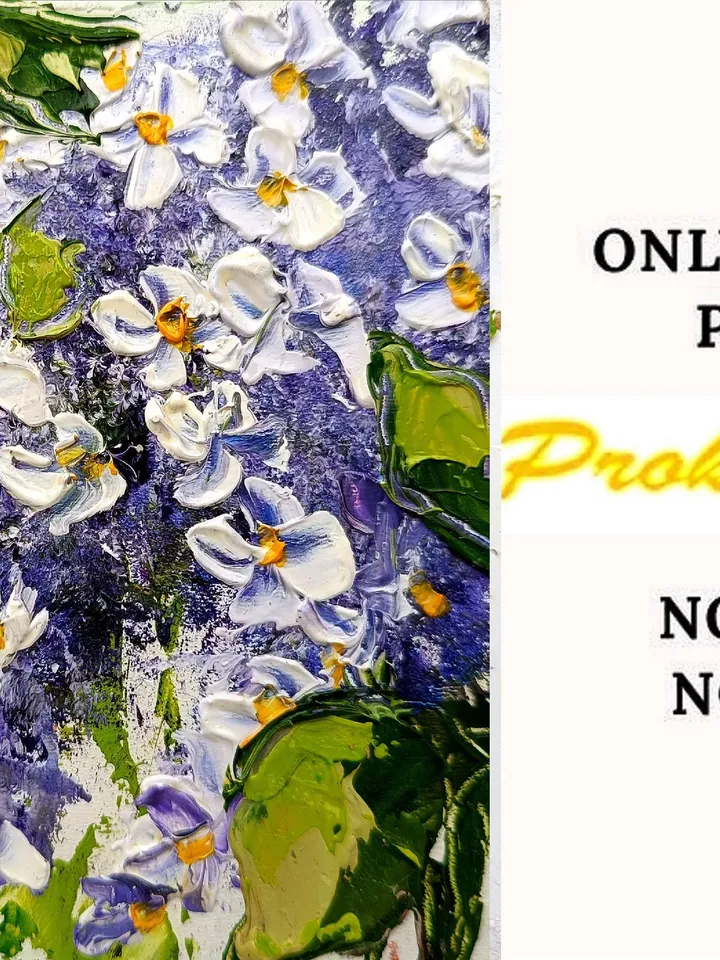 Lilac Painting Flower Original Art Impasto Oil Painting 4x4 painting Floral Small Painting by ArtProkopaloSv