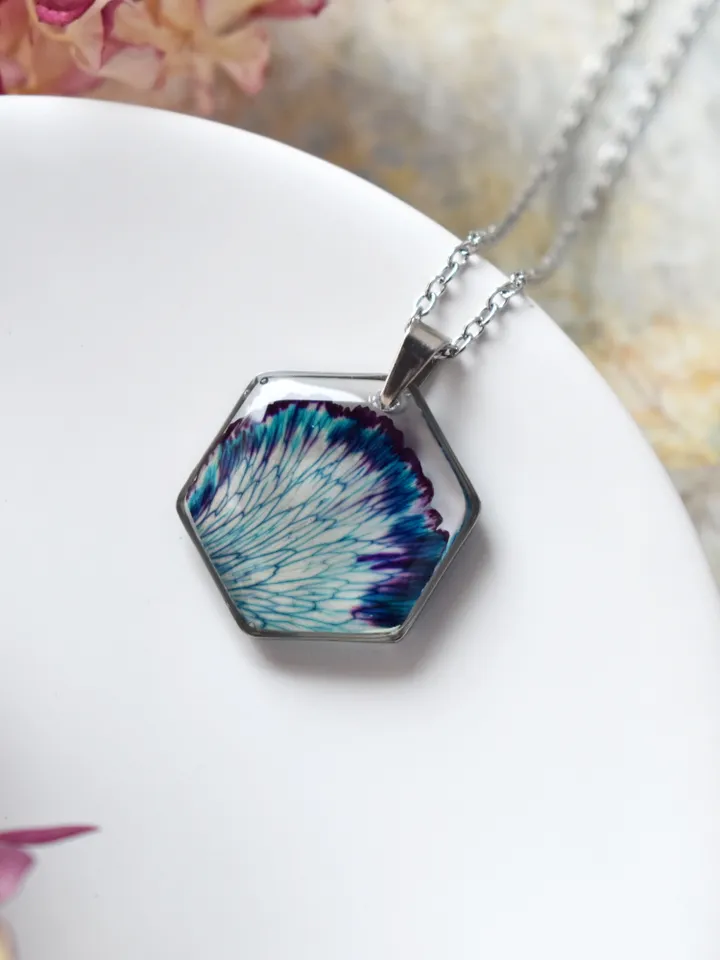 Real Dianthus necklace. Carnation pendant in resin. Forest Jewelry.