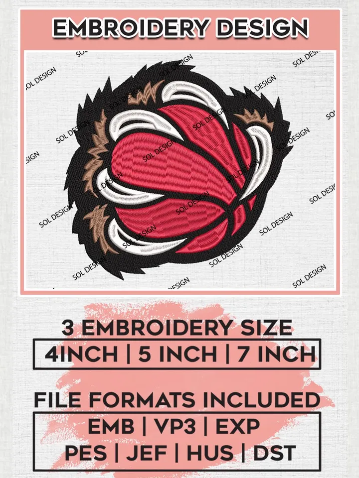 Memphis Grizzlies Embroidery Designs, NBA Embroidery Designs, Memphis Grizzlies Basketball Embroidery Designs, NBA Machine Embroidery Designs, Digital Download