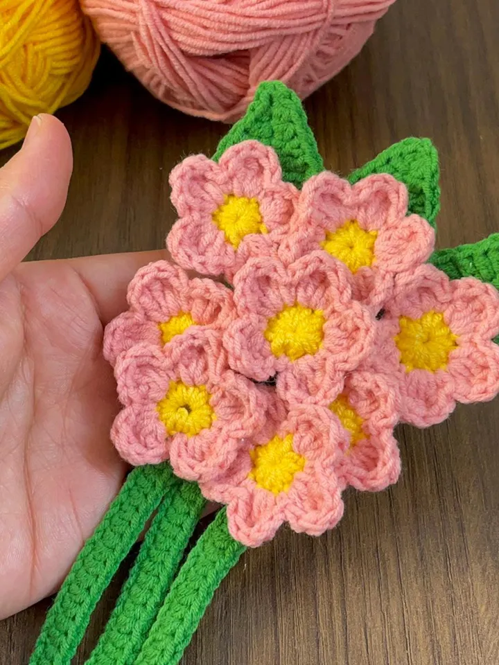 3D Crochet Flower Bouquet Pattern PDF, Realistic Floral Home Decor, Amigurumi Crochet Flowers DIY, Handmade Room Decoration