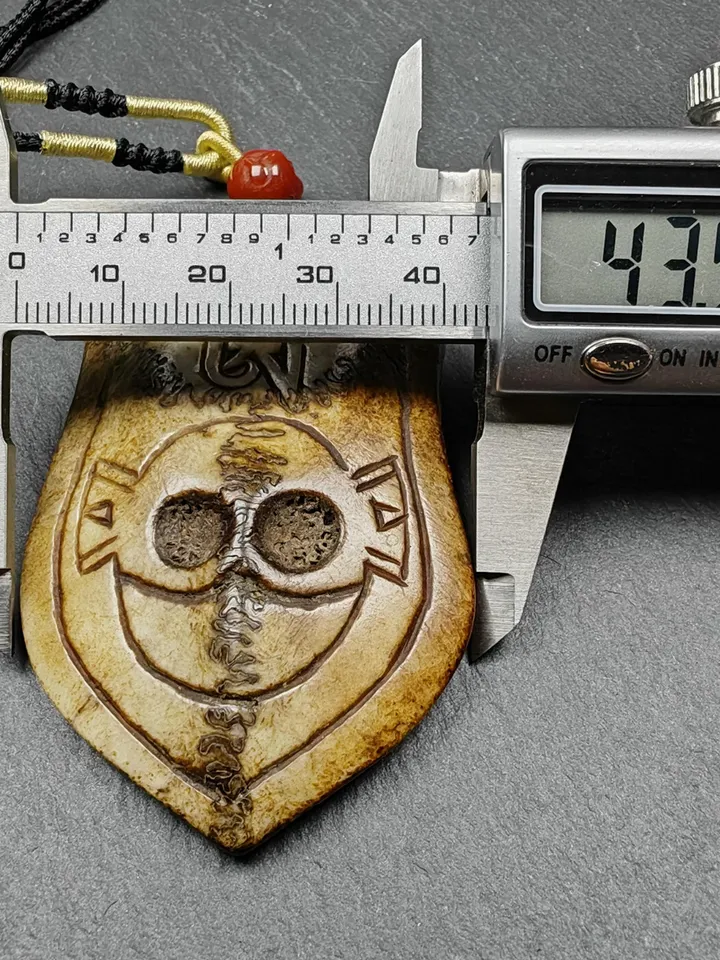 Authentic Citipati Master Pendant,Deer Skull Bone Kapala Protective Charm,Gandhanra Old Tibetan Amulet,Spiritual Necklace,70mm × 448mm
