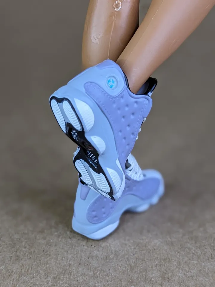 Premium purple & white sneakers for 12 inch male dolls