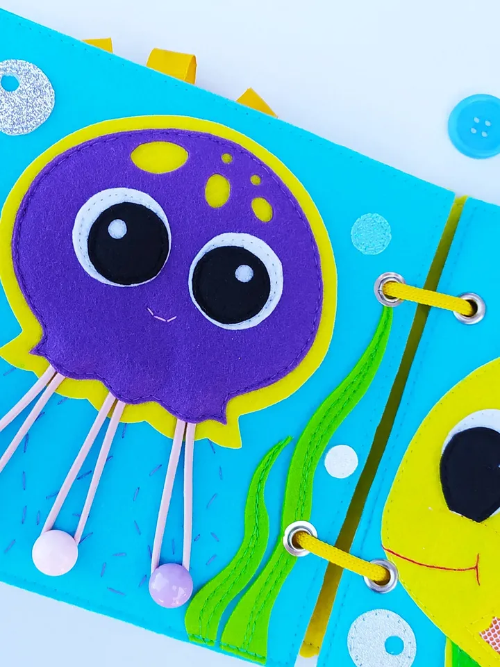 Sea Animals Quiet book Pattern PDF, Felt book pattern, Soft sensory book template, Quiet book sewing ideas for kids 2, 3, 4 year old