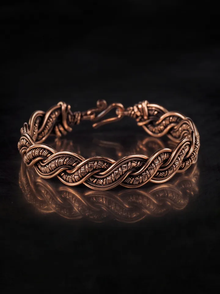 Copper wire wrapped bracelet for woman 7th Anniversary gift