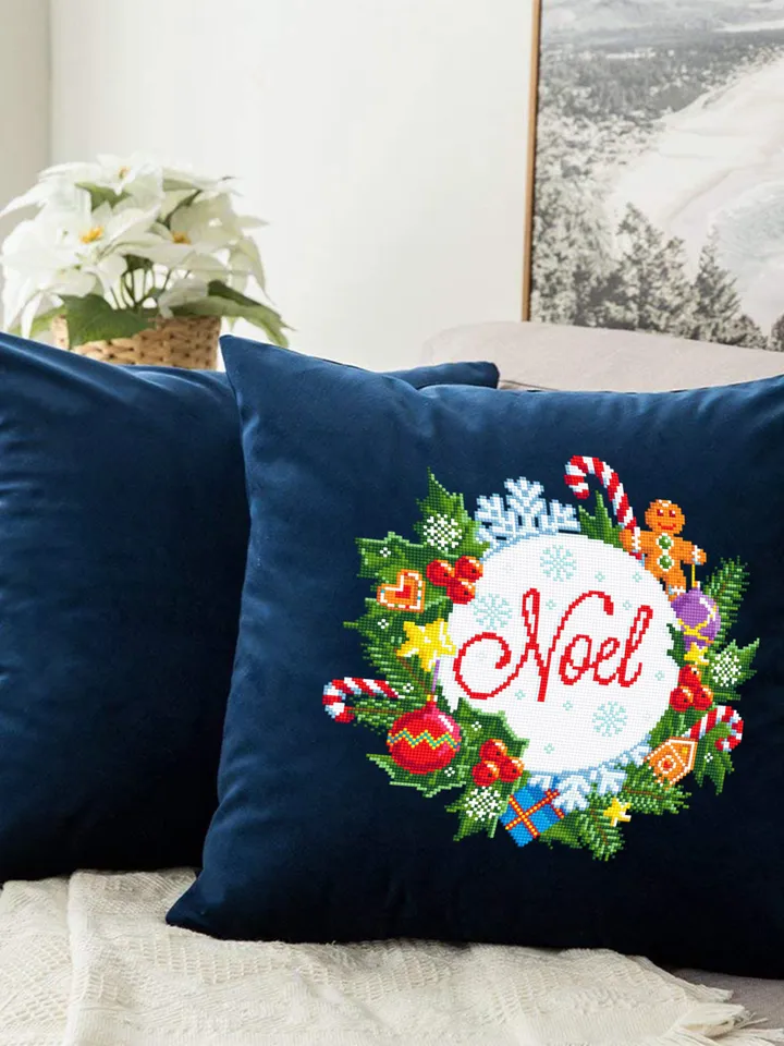 Christmas cross stitch pattern download PDF, Christmas wreath cross stitch chart Christmas pattern digital Winter holiday embroidery #N22