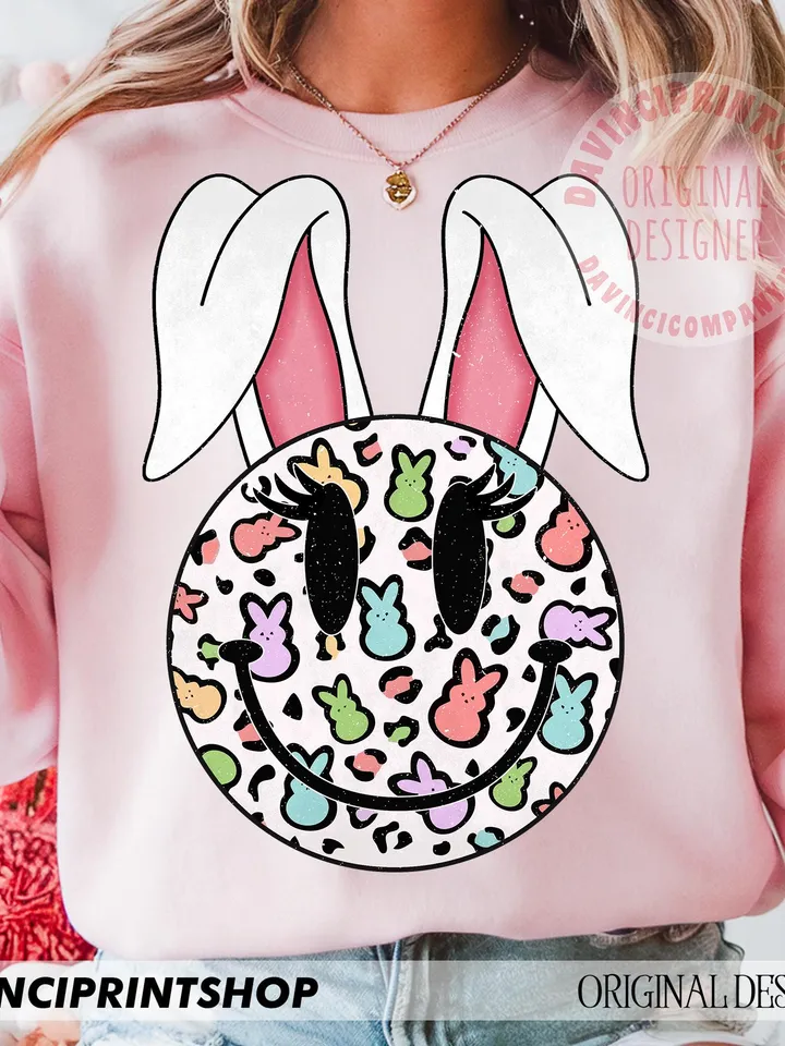 Easter png Distressed Retro Smile PNG, Easter png, Easter Bunny png, Happy Easter png, Bunny png, Easter Bunny Ears png, Sublimation design