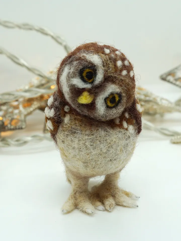 Owlbert, needle felted burrowing owl, made to order
