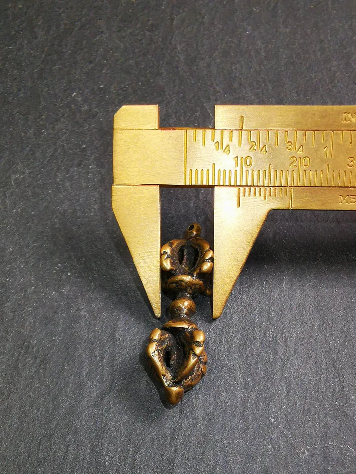 Gandhanra Tibetan Buddhist Amulet,Dorje Vajra Pendant with Leather Chord,Made of Brass,1.5"