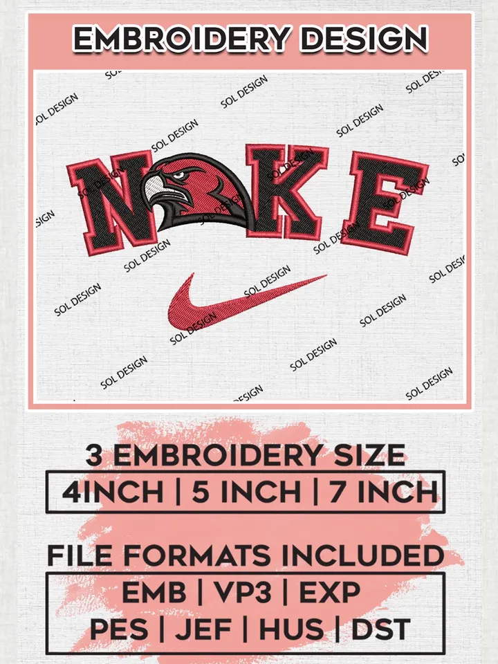 Nike Miami RedHawks Machine Embroidery Design, NCAA Miami RedHawks Embroidery Design Design files, NCAA Embroidery Designs, NCAA Machine Embroidery Designs, Digital Download