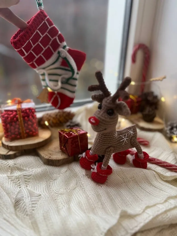 PDF Christmas Stocking, Christmas amigurumi pattern, Christmas ornament sock, Christmas decoration, Christmas crochet deer, Christmas animal