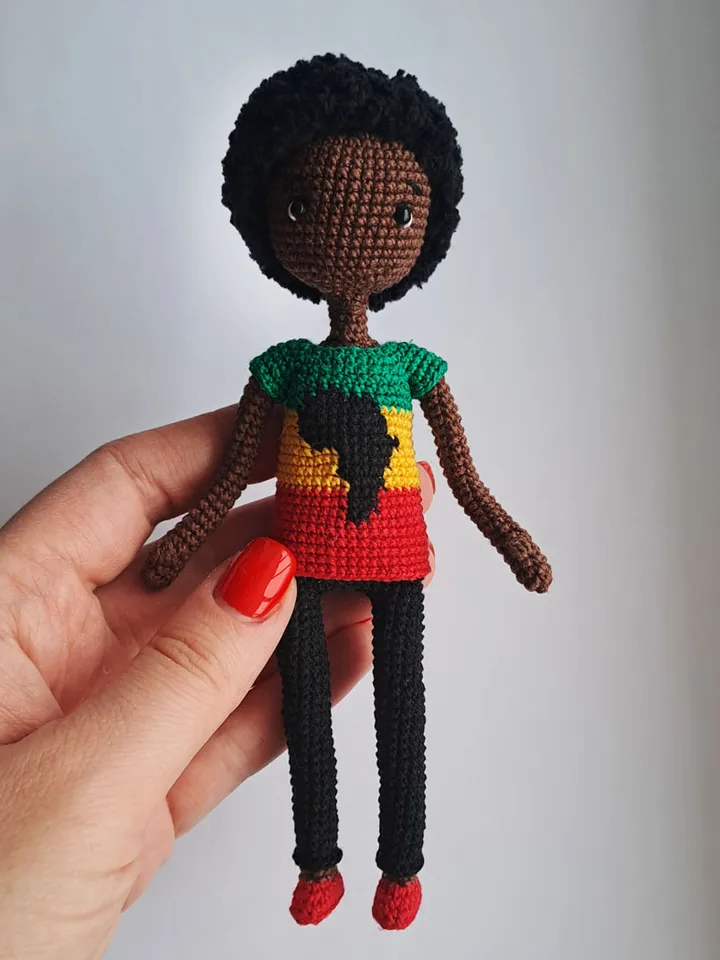 Set of 3 African Dolls, crochet african doll. African decor