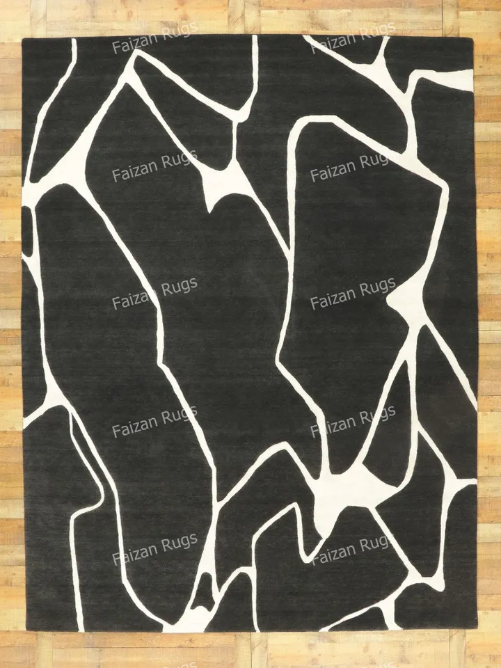 Buy Black & White Hand tufted Contemporary Rug 100% wool carpets for living room, bed room, kids room in any size 9x12,8x10,6x9