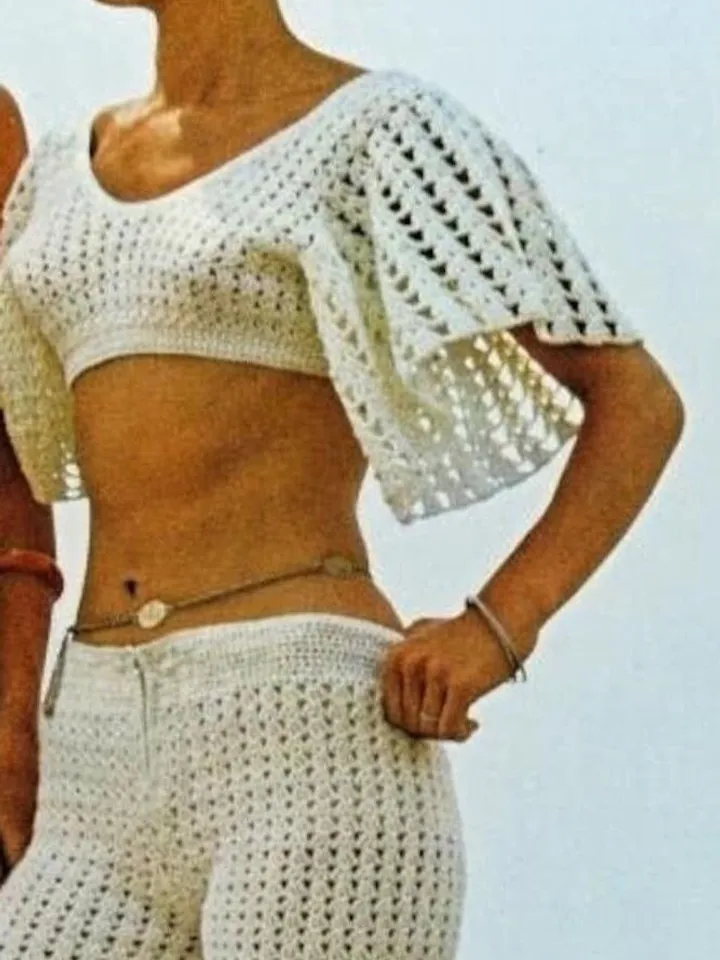 Summer suit crochet pattern, pants crochet, top crochet, trousers pdf