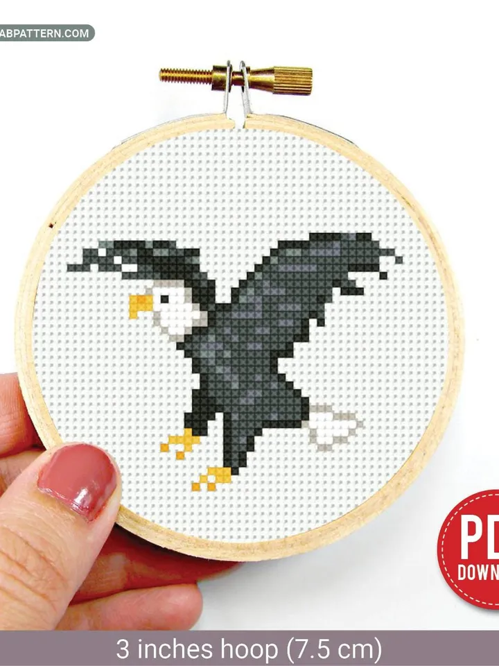Mini Eagle bird Cross stitch pattern, contemporary, Abstract, Forest, beginner counted, modern chart, DIY, embroidery, instant Digital PDF