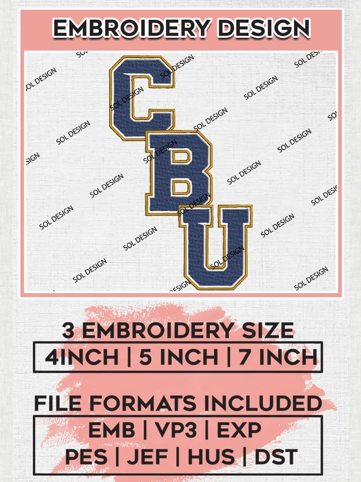 NCAA CBU Lancers Football Team Logo Embroidery Design Files, NCAA California Baptist Lancers Machine Embroidery, NCAA Teams, Game Day, 3 sizes, NCAA Machine embroidery designs, Digital Download