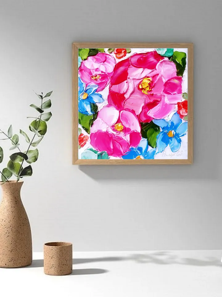 Peony Painting Floral Original Art Impasto Oil Painting Flower Small Art  by ArtProkopaloSv