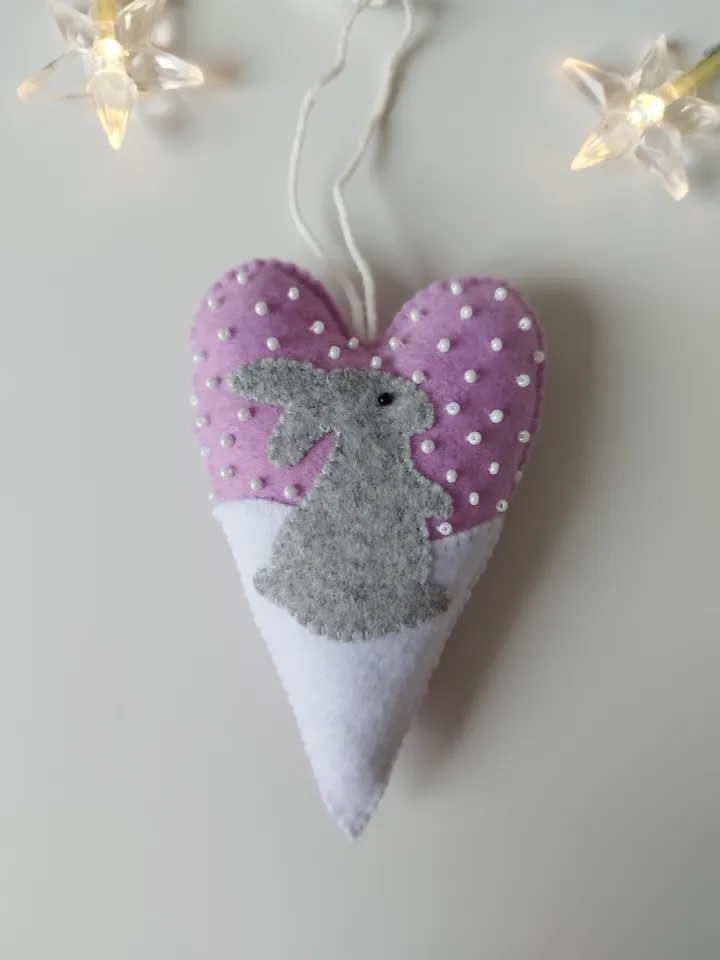 Christmas tree ornaments, heart Christmas ornaments, felt Christmas ornaments