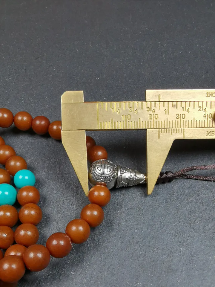 Gandhanra Old 108 Tibetan Mala, Corypha Linn Seed Beads,Prayer Beads Necklace for Meditation,Diameter 0.34", Circumference 35"