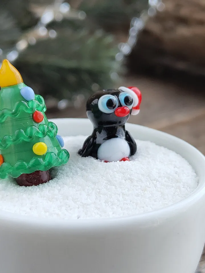 MINIATURE ANIMALS Penguin figurine Penguin miniature Baby penguin Glass penguin decor penguin gift Tiny Penguin Glass figurines Ornaments