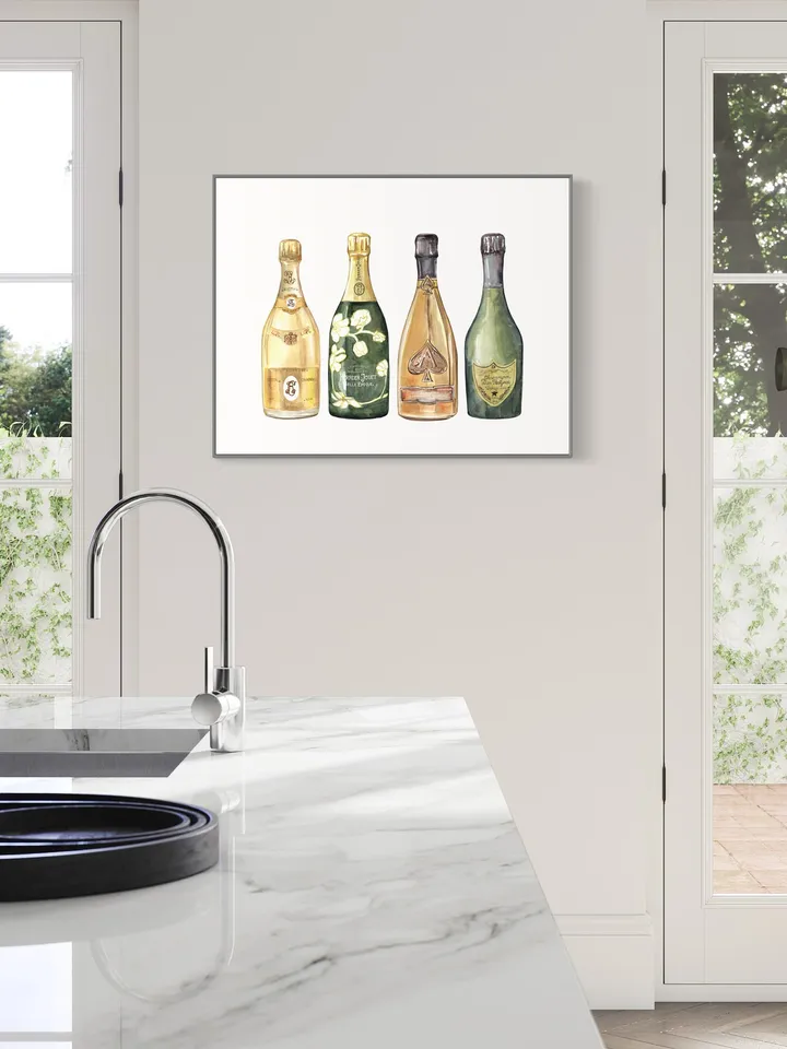 Champagne Watercolor Art Print, Cocktail Print, Bar Cart Art Work, Bar Decor, College Apartment, Wine Cocktail Drink, College Dorm Decor