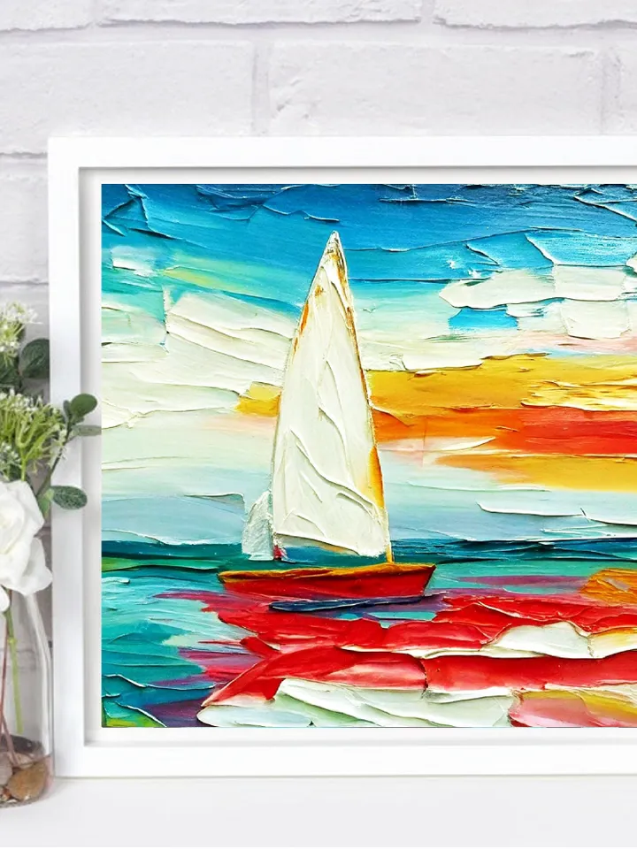 Laguna Beach Painting Impasto Seascape Original Art Sailboats California Small Painting Impressionist Artwork Gifts by ArtProkopaloSv