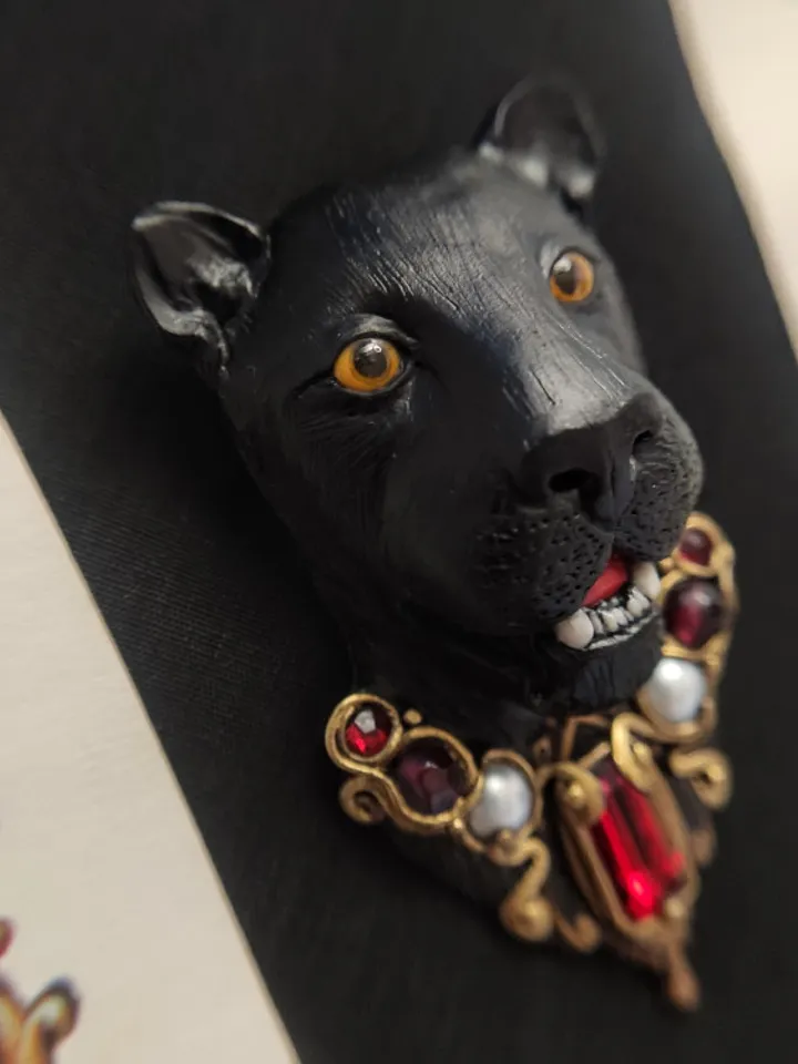 Brooch Black Panter, Cat brooch, vintage pin brooch,
