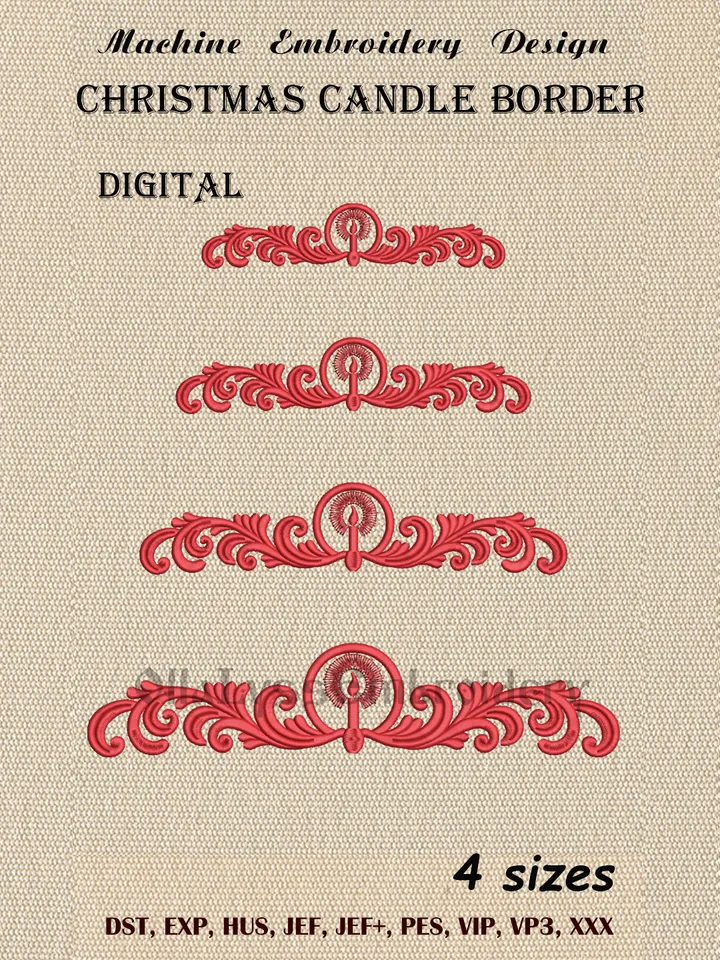 Christmas Candle Border Machine Embroidery Design