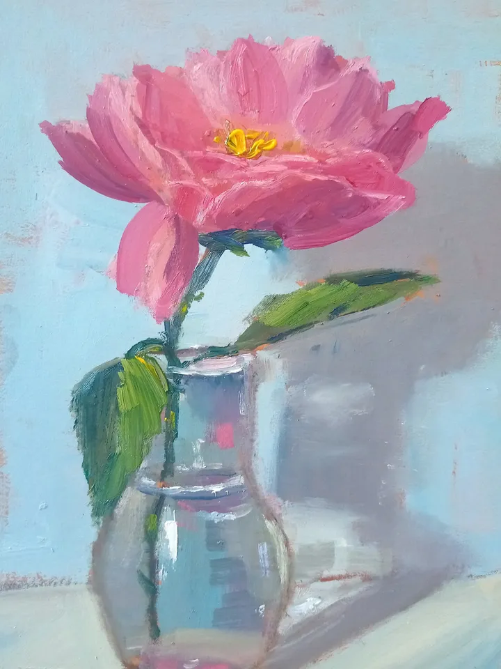 Peony Original Oil Painting Small Gift Peony Painting Sketch Art Peonies Wall Decor Impasto Wall Painting Flower Oil Painting original