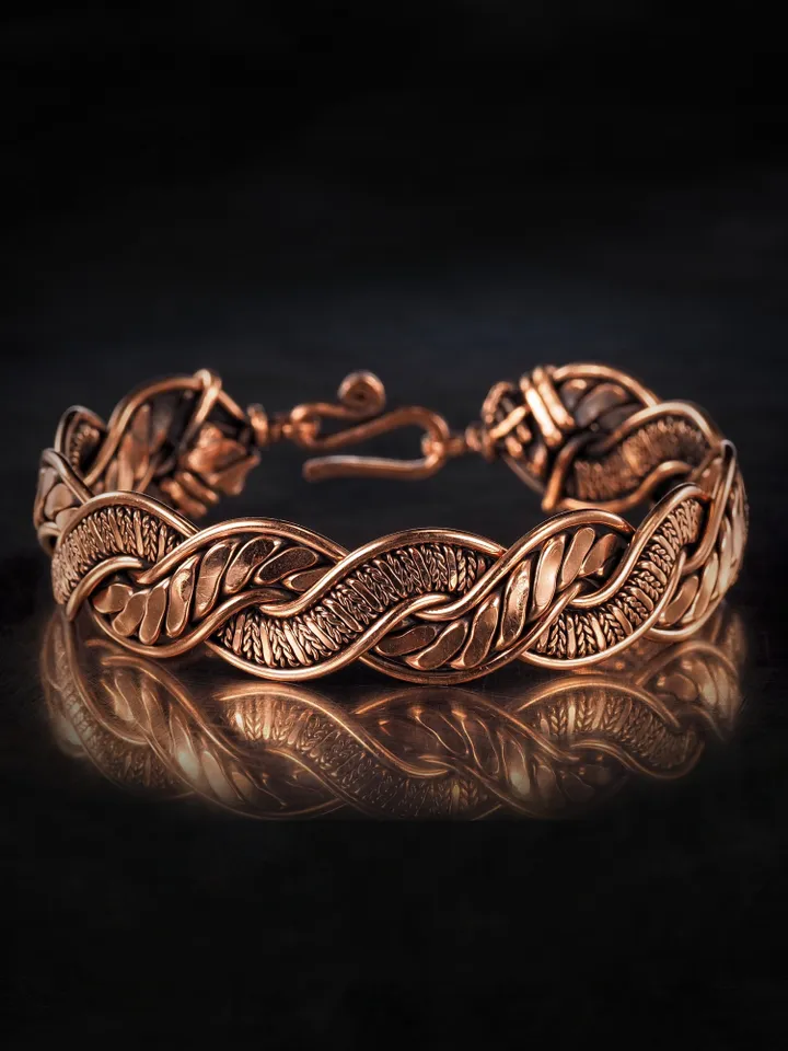 Woven copper wire bracelet Antique style handcrafted copper jewelry Unique gift