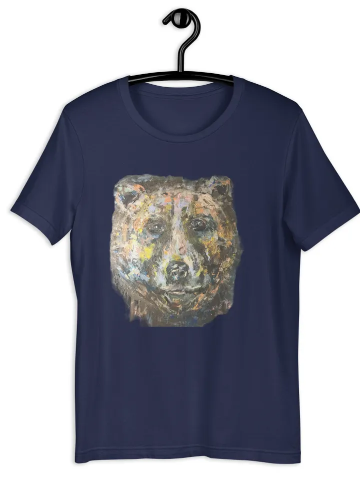 Unisex bear t-shirt made from my original acrylic painting,funny animals t shirts,designer shirts,artistic shirts,unique gift.