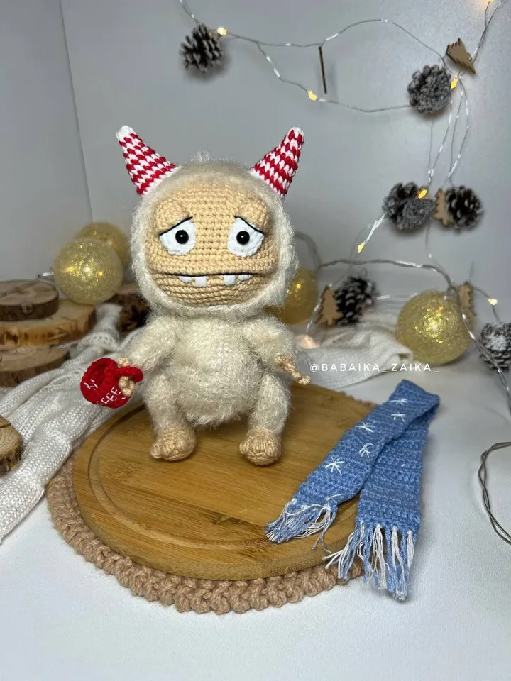 PDF Crochet Christmas Monster Pattern, Christmas Yeti Crochet Pattern, Animal Crochet Crochet Ornament Christmas baby Animal Christmas Decor