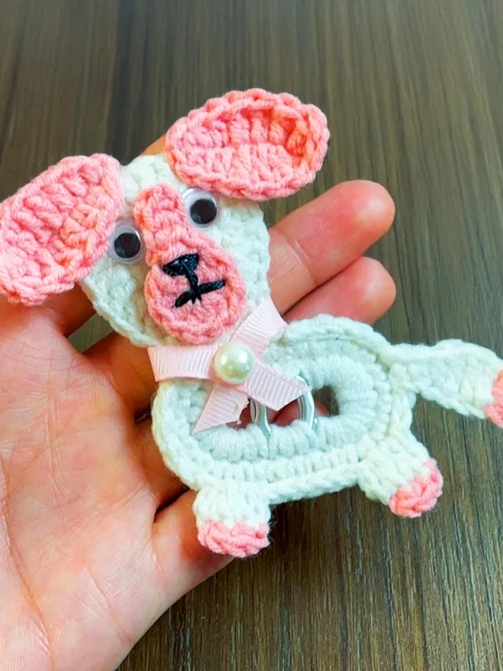 Crochet Puppy Dog Keychain PDF Pattern, Amigurumi Puppy Keyring Tutorial, Upcycled Can Tab Craft, DIY Scrap Yarn Keychain, Instant Download