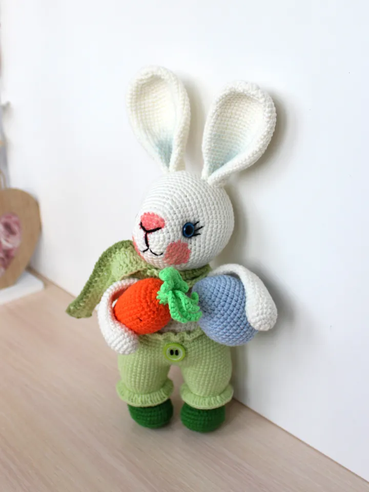Easter bunny crochet pattern PDF in English Rabbit toy amigurumi Hare carrot egg
