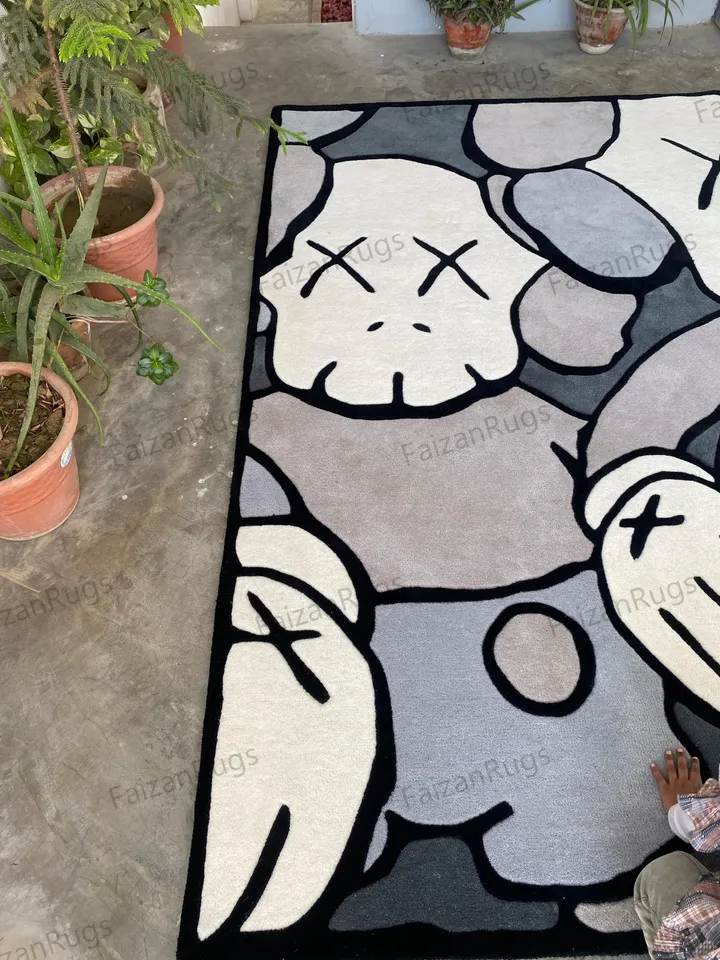 Kaws Handmade 100% Wool Rugs, Case Rugs and Carpets, Handmade Rugs For Living Room, Dining Room, Hallway, Multiroom Carpets, Anime Rugs.