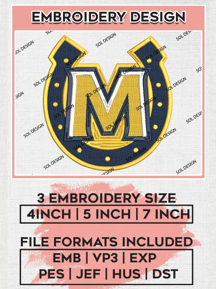 Murray State Racers Team Horseshoe Logo embroidery designs, NCAA Murray State Racers Logo Machine embroidery files, NCAA Team Logo embroidery designs, NCAA Game Day Machine embroidery designs, Digital Download