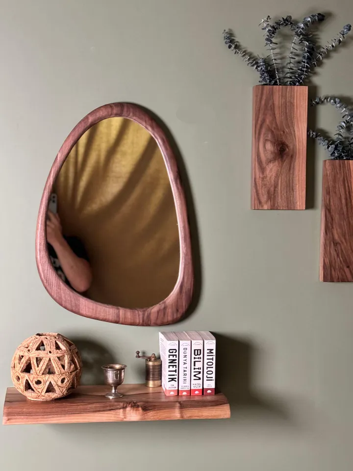 White Oak Mirror, Walnut Framed Mirror, Mid Century Mirror, Organic Mirror, Wood Framed Mirror