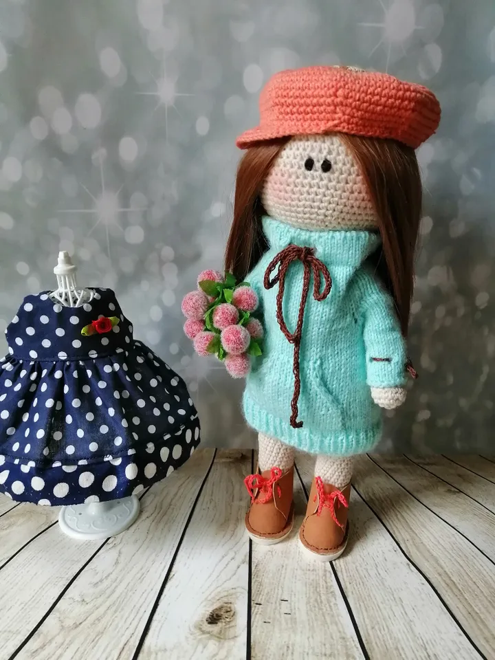 Doll, knitted doll, interior doll, game doll, doll in clothes