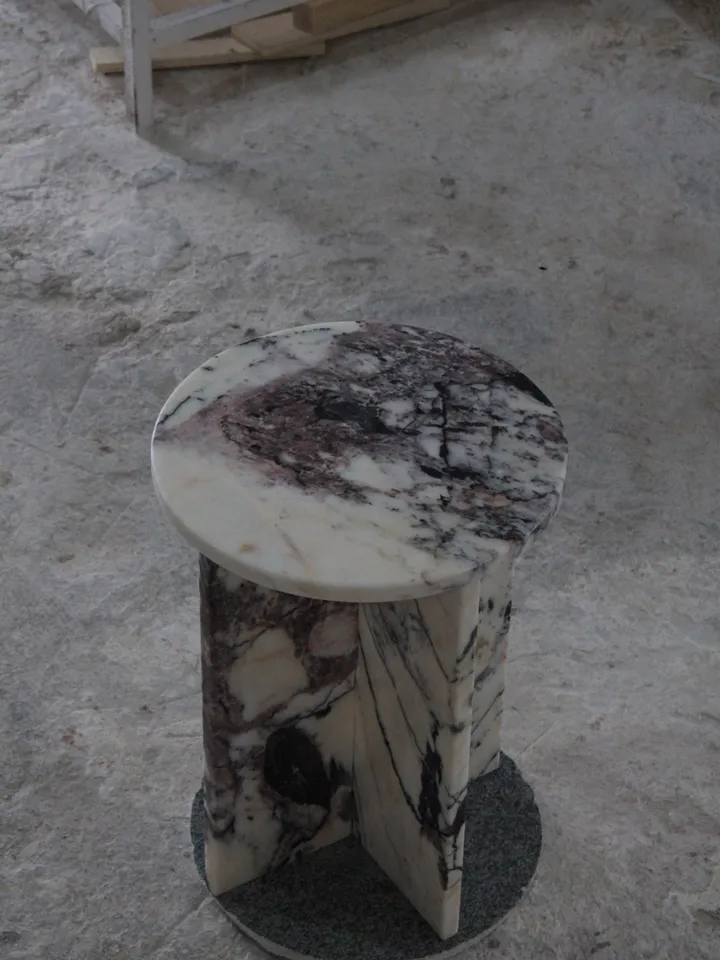 Aegean marble ( lilac) end table,side table handmade