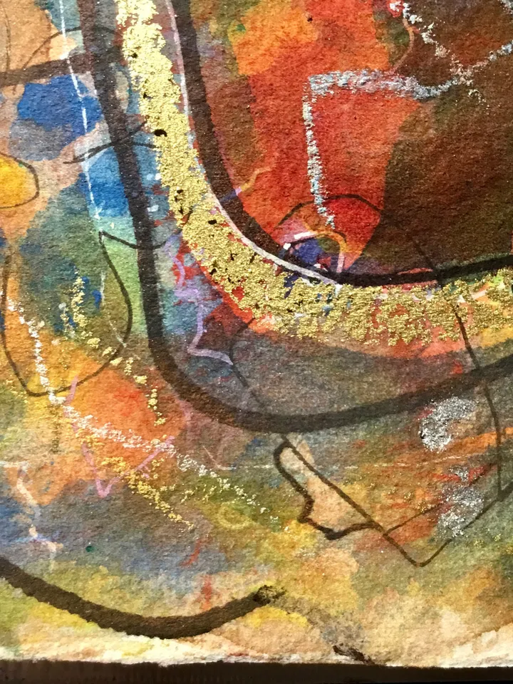Original Abstract fantasy faces, watercolour mix media one of a kind painting on watercolour 400 g paper,home decoration or gift.