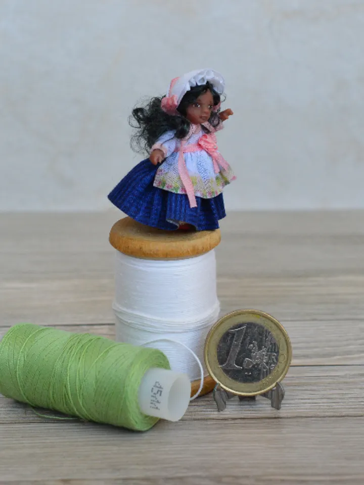 Miniature doll in 24th scales. Handmade doll toy. Miniature for dollhouse.