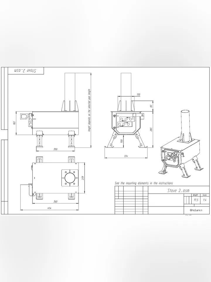 Welding Project Plans Drawings Stove 2 (DXF, PDF)