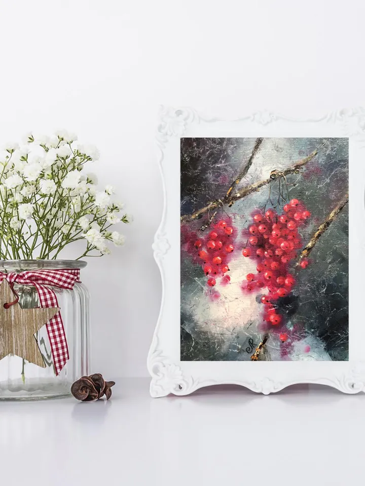 Fruits Original Painting Berries Oil Wall Art Still Life Kitchen Fruits Painting