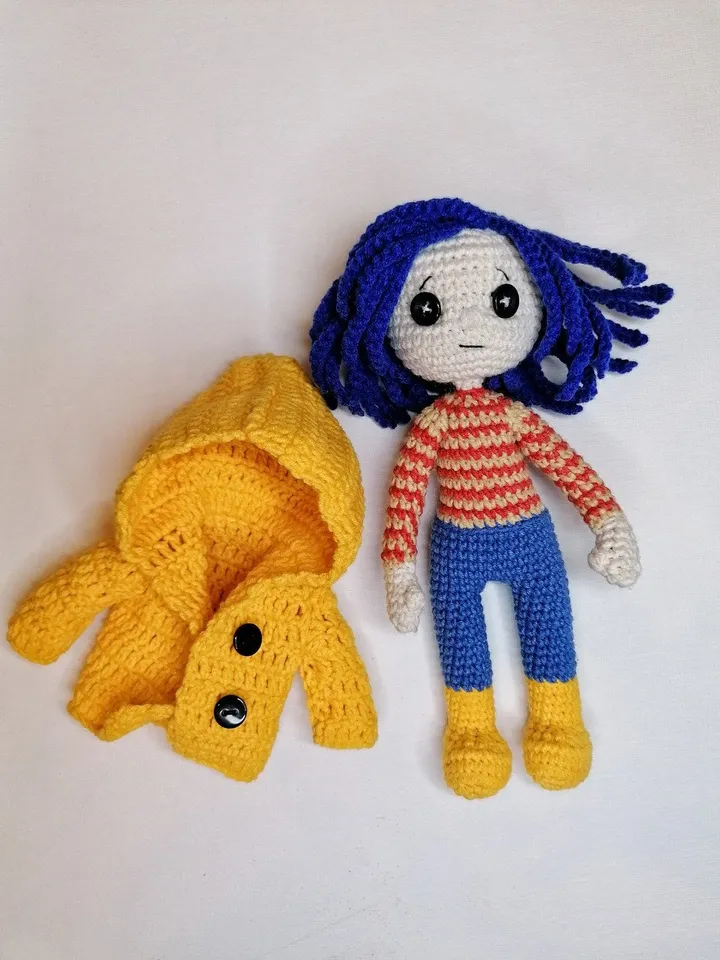 PDF Coraline doll crochet pattern, button eyes doll, Crochet pattern voodoo, voodoo doll, Halloween amigurumi pattern, voodoo bunny pattern